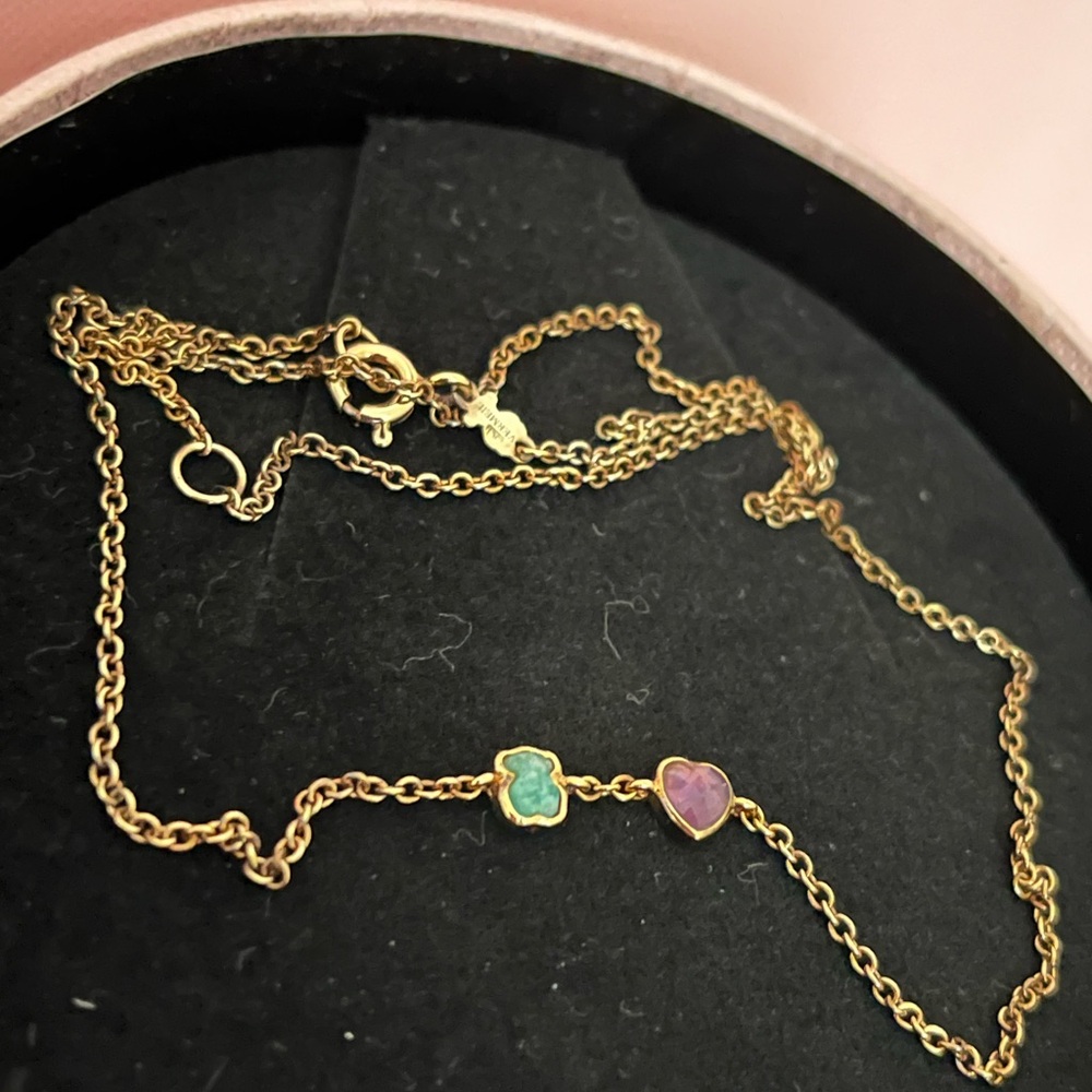 TOUS Vermeil Gold Necklace with Amazonite and Amethyst.
